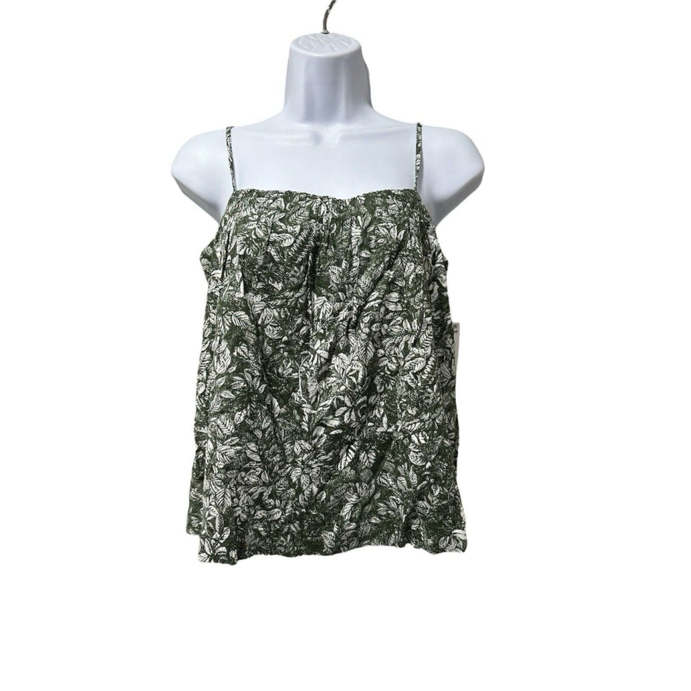 Treasure & Bond Womens XS Tank Green Floral Sleeveless Spaghetti Strap NWT